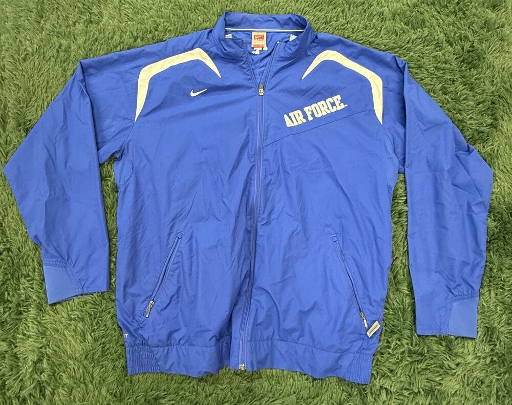 Nike Team Air Force Blue Windbreaker Jacket Men's Size L Full Zip Activewear VTG